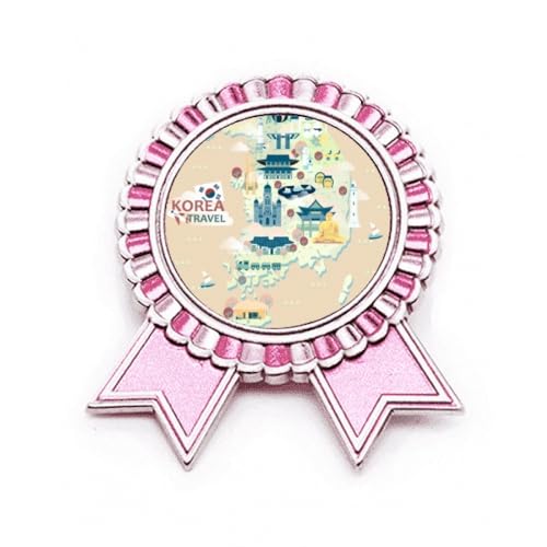 Broche rose Travelling in Korea en métal taille M style Art déco
