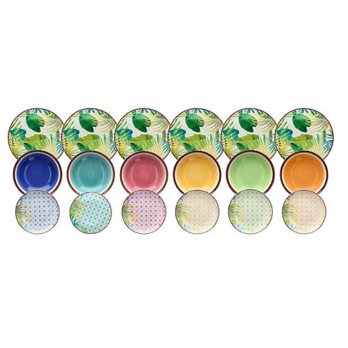 Tognana New Jungle, Servizio Piatti per 6 persone, 18 Pezzi, Porcellana, Multicolore