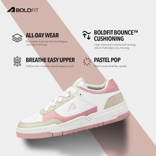 Image of Boldfit Sneakers for Women Comfortable Air Faux Leather Shoes for Woman, Lace-Up Casual Girls Shoe, Lightweight Sneaker Shoes for Woman DripWave