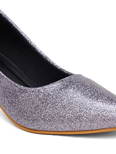 Image of Shuz Touch Women and Girl Smart Casual Fashion Shimmer Detail Comfirt Kitten Heel Pumps Shoe
