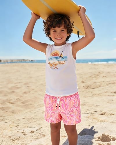 Image of SURF CUZ Boys Swim Trunks with Boxer Brief Liner Toddler Boy Stretch Swimsuit Shorts Quick Dry Swimming Trunks Bathing Suit