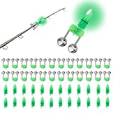BTFO 25er Set Angelglocken mit LED-Lichtern, Superlaute Doppel-Alarm Ruten-Clip-Glocken für Nacht-/EIS-/Welsangeln