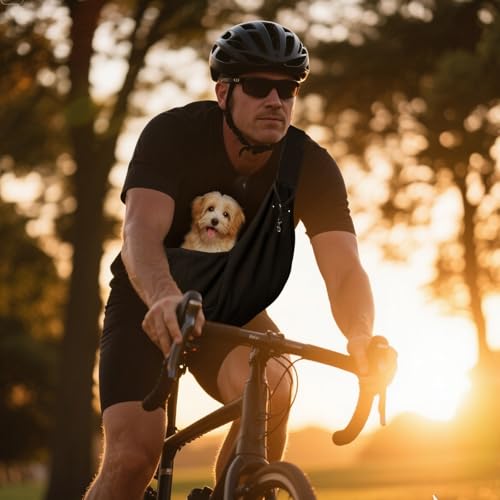 TINGTING Hunderucksack Bis 10kg, Schwarzes Hundetragetuch Mit Sicherheitsgurt, Transporttasche Hund Für Kleine Hunde, Verstellbare Tragetasche Für Spaziergänge Und Reisen