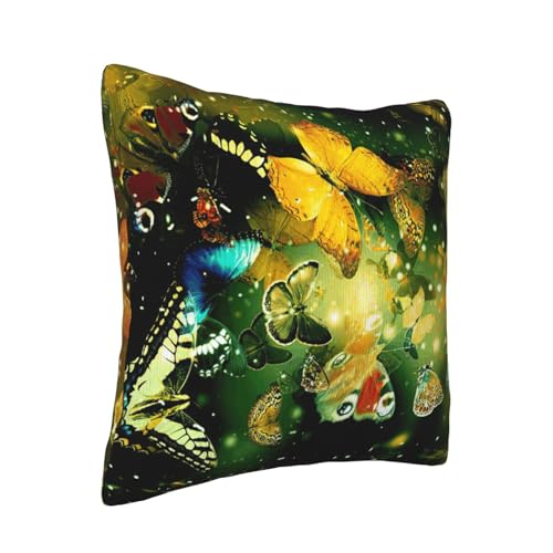 Housse de coussin en velours côtelé texturé de qualité supérieure style papillon - 3