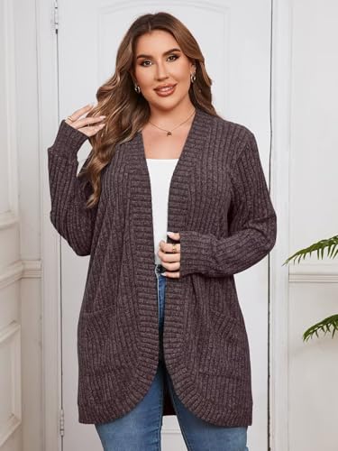 Image of BELAROI Women Plus Size Cardigan Sweater Fall Outfit