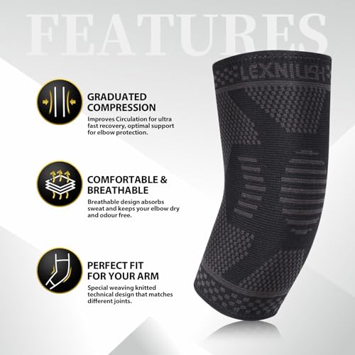 Lexniush Ellenbogenbandage für Damen/Herren - Kompression Ellenbogen Bandage für Tennisarm, Golferarm, Sport - Tennisarm Bandage Links/Rechts für Arthritis, Sehnenentzündung, Gelenkschmerzen