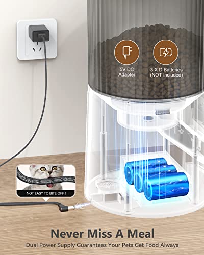Petultra Automatic Cat Food Dispenser, Automatic Cat Feeder Programmable Portion Control, 4L Timed Auto Dog Feeders With Stainless Steel Bowl, Desiccant Bag, Dual Power Supply, 10S Voice Recorder #TOP2