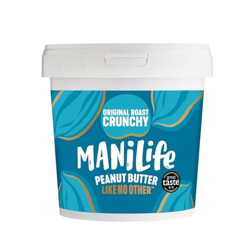 ManiLife Mantequilla de Cacahuete - Peanut Butter - Natural, de Origen único, sin Aditivos, sin Azúcar Añadida, sin Aceite de Palma - Crujiente Tostado Original - (1 x 900g)