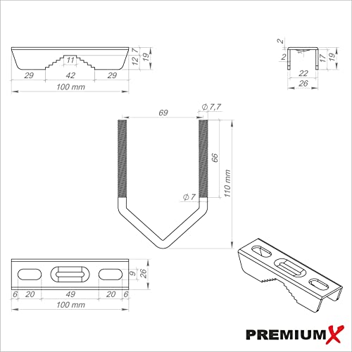 Soporte de balcón PremiumX 40cm Ø 48mm Soporte de barandilla de Acero para Antena parabólica Sat Soporte de Espejo de satélite - fijación de mástil extensión de mástil - imagen 8