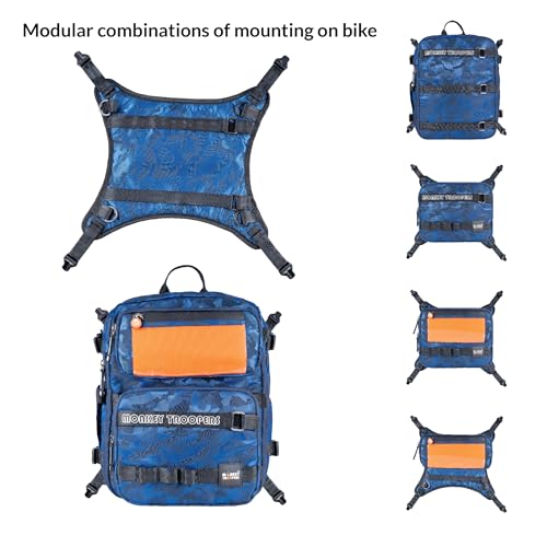 Image of MONKEY TROOPERS Walky Backpack Bag, With Bike-Mountable Skin, 15-Inch Laptop Compartment, Water Resistant, Modifiable Pockets, Touch-Sensitive Navigation Pocket, Travel, Biking, Hiking