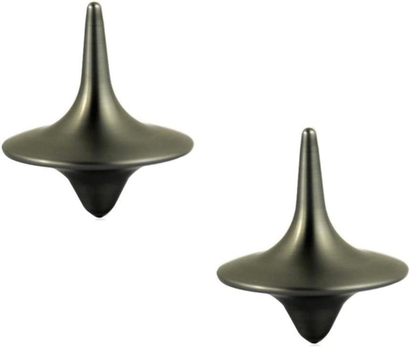 2Pcs Silver Accurate Spinning Top,Forever Spin,Portable Precision Metal Spinner Top Premium Exquisite Perfect Balance Desktop Gyro Toys Vintage Totem Zinc Alloy Toy Desk Little Fidget Toy and Games