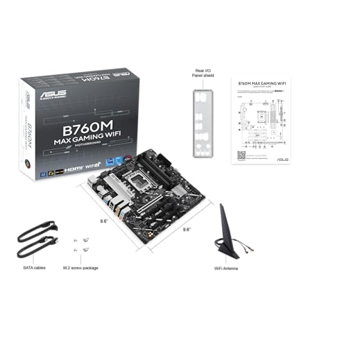 Image of ASUS B760M MAX Gaming WiFi Intel B760 (LGA 1700) mATX Motherboard, Advanced AI PC-Ready, PCIe 5.0 x16, DDR5, 3X M.2, Wi-Fi 6, DisplayPort, HDMI, SATA, USB 10Gbps Type-A, USB 5Gbps Type-C, Aura Sync