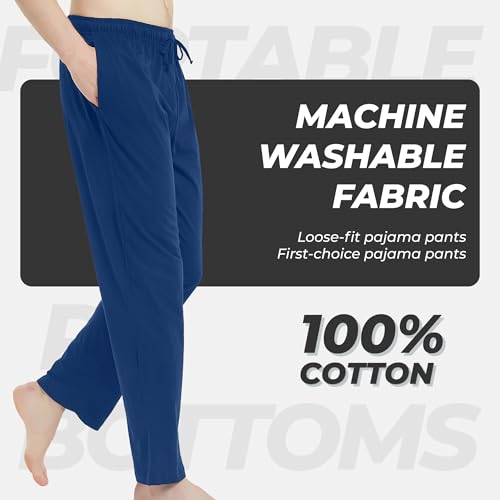 Image of U2SKIIN Mens 100% Cotton Pajama Pants, Lightweight Soft Lounge Pant with Pockets Sleep Pj Bottoms for Men