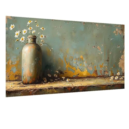 Broderie diamant kit complet 5D bouteille de marguerites pour décoration murale