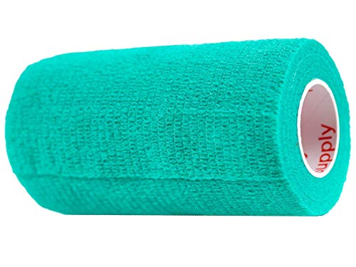 Image of Vet Wrap Tape (Teal) (2 Pack) (4 Inch x 15 feet) Self Adhesive Adherent Adhering Cohesive Flex Self Stick Bandage Grip Roll Dog Cat Pet Horse