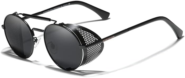 KINGSEVEN Genuino retro redondo steampunk gafas de sol hombres retro mujeres gafas de sol sombras vintage viaje gafas de sol gafas de sol
