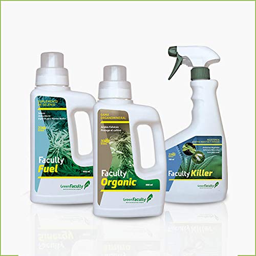 GreenFaculty. Pack Fertilizantes Master. INSECTICIDA + Materia ORGÁNICA + SUPLEMENTO Selenio ECOLÓGICOS. Abonos y Antiplagas. Faculty Killer + Faculty Organic + Faculty Fuel