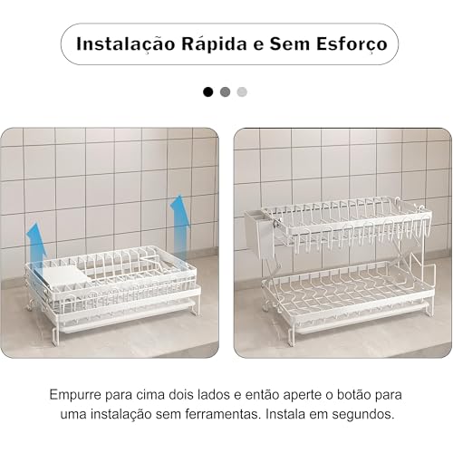 DEVA FRONSA Escorredor de Louça Inox, Porta Talheres com Escorredor, Talheres Copos Organizador Louç