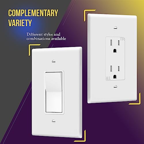 ENERLITES Decorator Light Switch or Receptacle Outlet Wall Plate, Over-Size 1-Gang 5.5" x 3.5", Unbreakable Polycarbonate Thermoplastic, UL Listed, 8831O-W-10PCS, White (10 Pack) by ENERLITES - Image 3