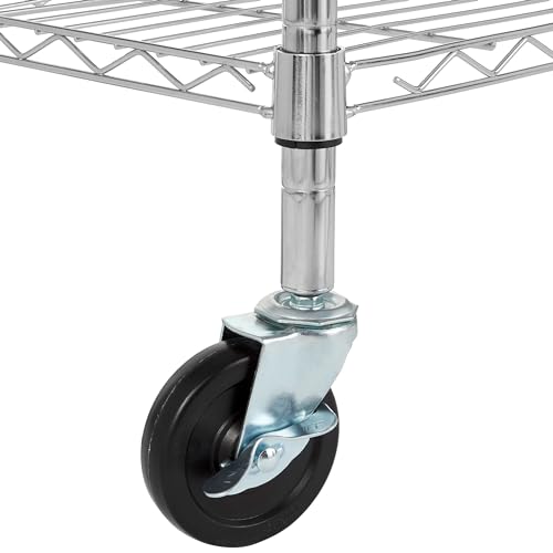 Amazon Basics - Carrello da cucina per microonde 2 ripiani, su ruote, In legno/cromato - 3