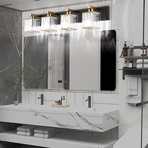 Image of Aipsun Bathroom Vanity Light Fixtures Crystal Vanity Light for Bathroom 4 Light Modern Vanity Lighting (Exclude Bulb)