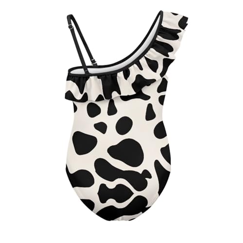 Girls One Piece Swimsuits One Shoulder Ruffle Swimwear Halter Bathing Suit Beach Hawaiian Swimwear 3-142