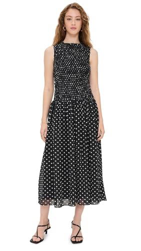 endless rose Women's Smocked Drop Waist Polka Dot Maxi Dress
