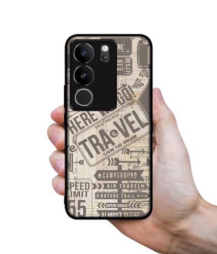 Image of Travel Design Premium 2D Printed Metal Back Case Cover for Vivo V29 5G / V29 Pro 5G