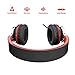 ELECDER i39 Headphones with Microphone Foldable Lightweight Adjustable On Ear Headsets with 3.5mm Jack for Cellphones Computer MP3/4 Kindle School Red/Black