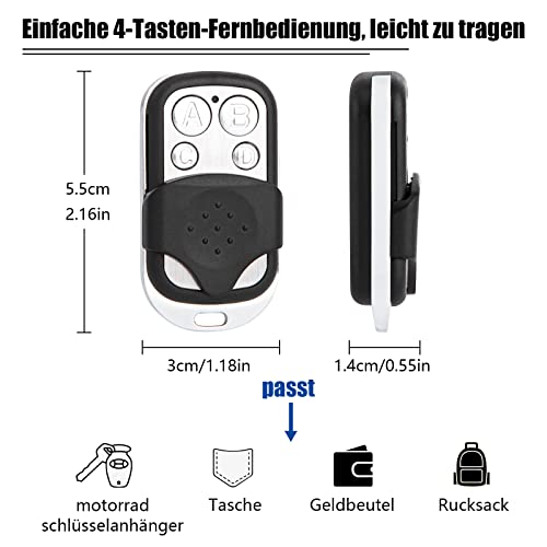 433MHz Fix Code Clone Garage Door Opener Remote Control Compatible with TORMATIC DORMA HS43-1E, smoke Grey - Image 4