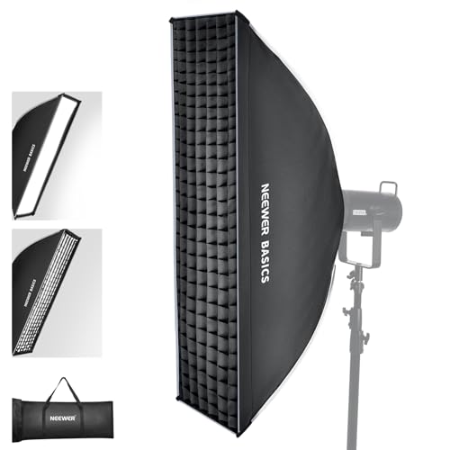 NEEWER Basics Strip Softbox Bowens Mount 12 x 47 Quick Release Soft Box Light Diffusers/Grid/Bag Compatible with Aputure 150c Compatible with Godox SL60w for FS300C FS150B HB80C CB200C Q6 NS61P