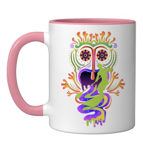 SUP surfing Stand Up Paddle paddling Hawai supboard Ceramic Mug, Pink/White