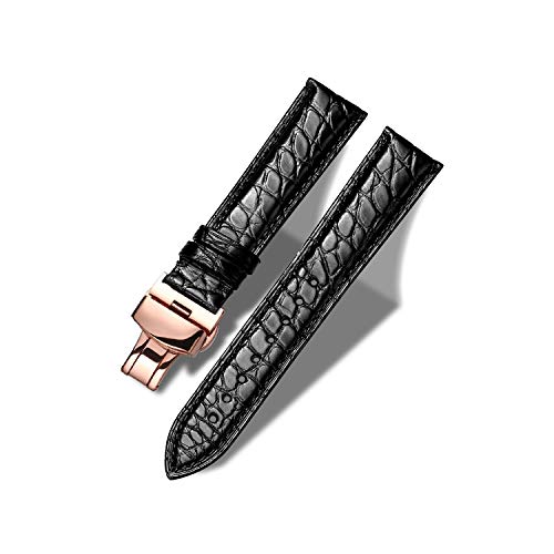 Image of Moran Genuine Leather Band Alligator and Cowhide Replacement Deployment Buckle Watch strap18mm to 24mm Crocodile Leather Strap for Men's and Women's