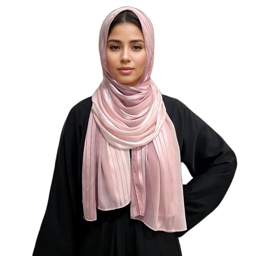 Silk Feeling Scarf，Satin Chiffon Sunscreen Shawl，Gradient Shaded Colors Lightweight Neck Wrap Hijab For Women