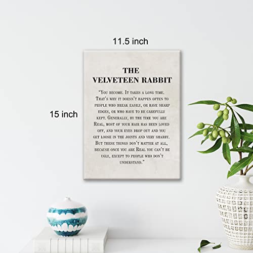 The Velveteen Rabbit You Become It Takes A Long Time Quote Canvas Wall Art Inspirational Poster Picture Artwork 11.5"X15" Painting For Home Living Room Office Decor (Wooden Framed) #TOP1