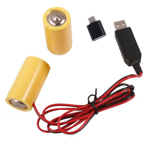 BIGULA LR14 C Batterie-Eliminatoren, USB-betriebenes Kabel mit Typ-Adapter, ersetzt 2 Stück 1,5 V Größe für LED-Lampe Baby C