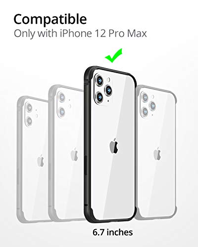 Image of RAEGR Phone Case | Anodized Aluminum Bumper | Supports Magnetic Wireless Charging | Edge Armor Protective Minimal Case Compatible with iPhone 12 Pro Max 5G (6.7-inch) (2020) - Black RG10185