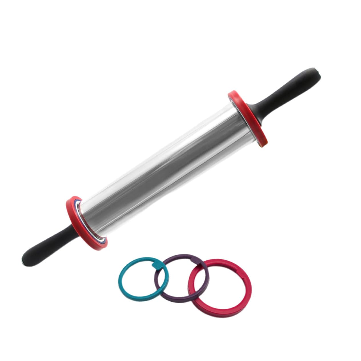Rouleau à Pâtisserie en Acier Inoxydable 11 Pouces, Argenté, Antiadhésif