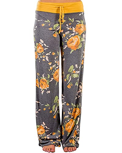 Image of NEWCOSPLAY Women's Comfy Pajama Pants Casual Drawstring Palazzo Lounge Wide Leg Pants