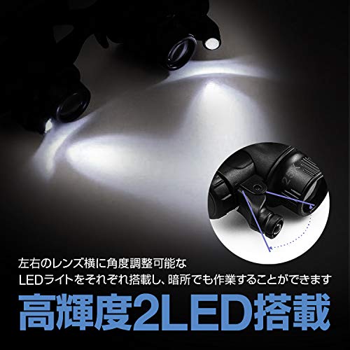 Amazon.co.jp: LEDライト付メガネ型ルーペ 眼鏡型拡大鏡 倍率10/15/20