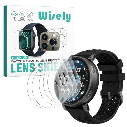 Wisely |5pcs| Screen Guard Protector Compatible For Amazfit Active Max Smartwatch |1.5"| Bubble Free, HD Clear, Full Cover, Easy installation kit