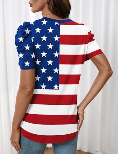Image of LOMON Spring Summer Tops for Women 2026 V Neck Puff Short Sleeve Tops Fashion Trendy Work Blouses Dressy Casual S-XXL