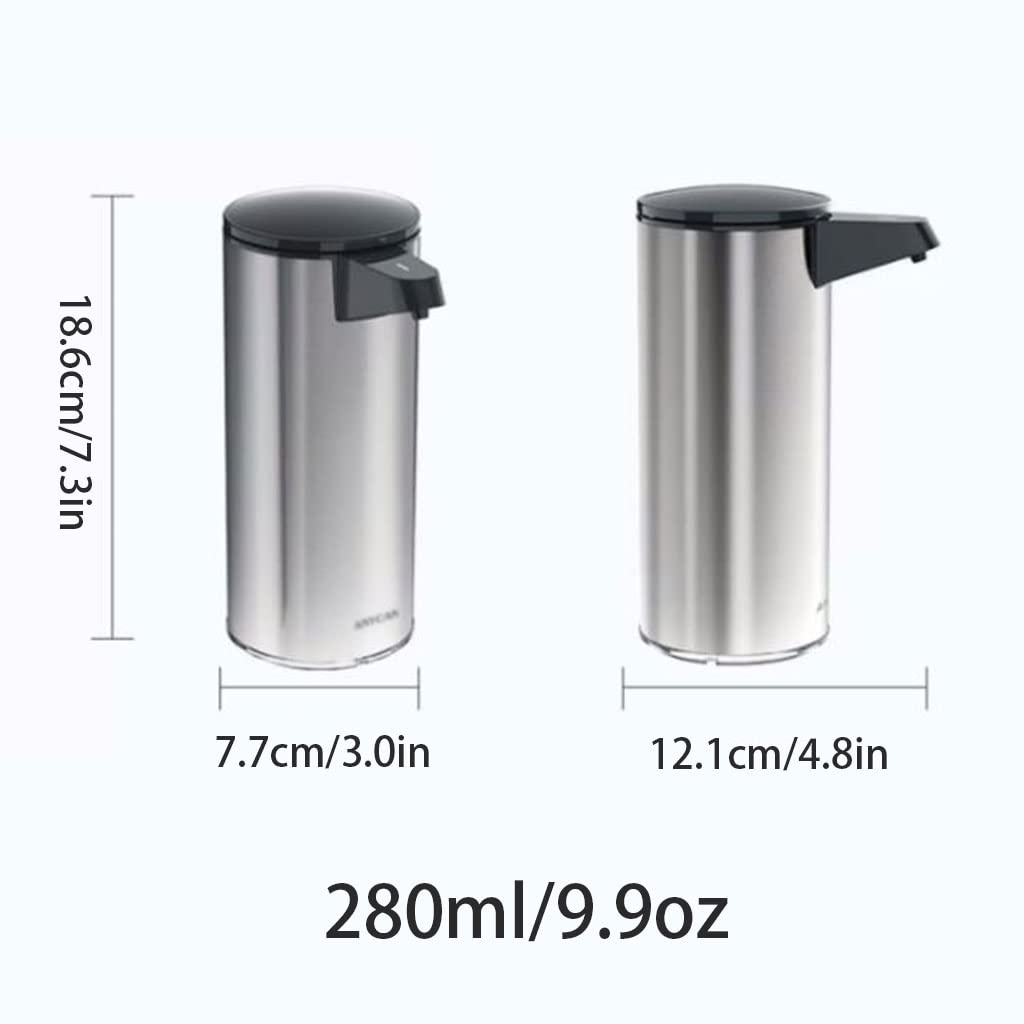 KUDLI Dispenser di Sapone da appoggio Dispenser di Liquido a rilevamento Automatico Bottiglia di Sapone da Bagno in Acciaio Inossidabile Ricaricabile 280 ml / 9,9 Once