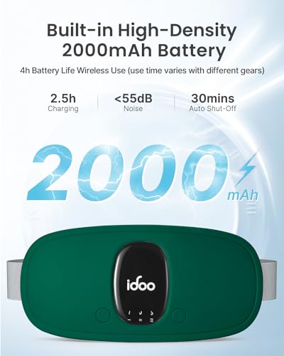 Image of iDOO Travel Heating Pad, FSA Eligible Item, Portable Heating Pad for Period Cramps with 3 Heat Levels and 3 Massage Modes, Menstrual Heating Pads for Women, Gifts for Girlfriend Mom Wife Women (Green)