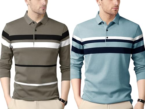 Image of Noble Monk Men's Polycotton Regular Fit Full Sleeves Polo T-Shirt