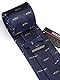 HISDERN Herren Navy blau Krawatten Haifisch Tiermuster Hochzeit Taschentuch Klassisch Business Krawatte und Einstecktuch Set