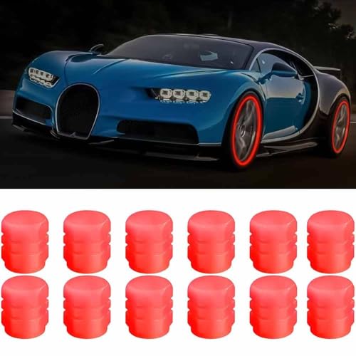 Norhogo 12 Pcs Lumineux Valve Pneu Voiture avec Lumineux Couverture, Accessoire Universel pour Camions, SUV, Motos, Bouchon Valve Pneu Voiture Fluorescent...