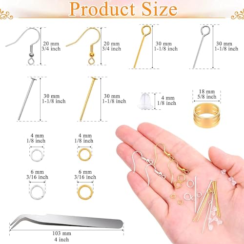 Image of Dhruv Crafts Earring Making Kit - 1402 Pcs Supplies With Hooks, Findings, Backs, Pins, Jump Rings for Jewelry Making