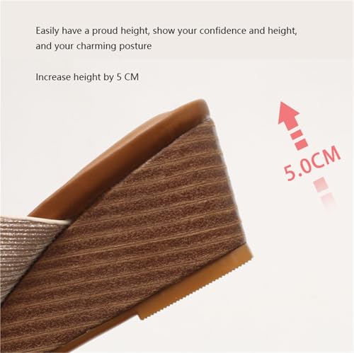 Womens Wedge Roman Shoes, Comfortable Summer Slip on Boho Open Toe Wedge Sandal Summer, Elegant Platform Non-slip Slides, for Walk, Travel, Shopping, Party, Office, Work, Beach, Work3
