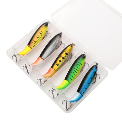 Kit 5 Iscas Artificiais Whopper Popper Superfície Tucunaré